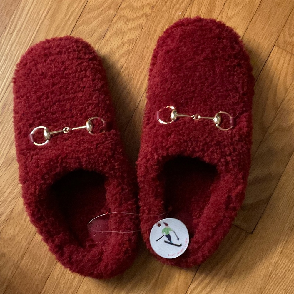 NWT Maeve Sherpa fleece slippers. Made in Brazil.